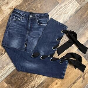 Paige High Rise Sarah Straight Leg Cropped Jeans Ribbon Size 23